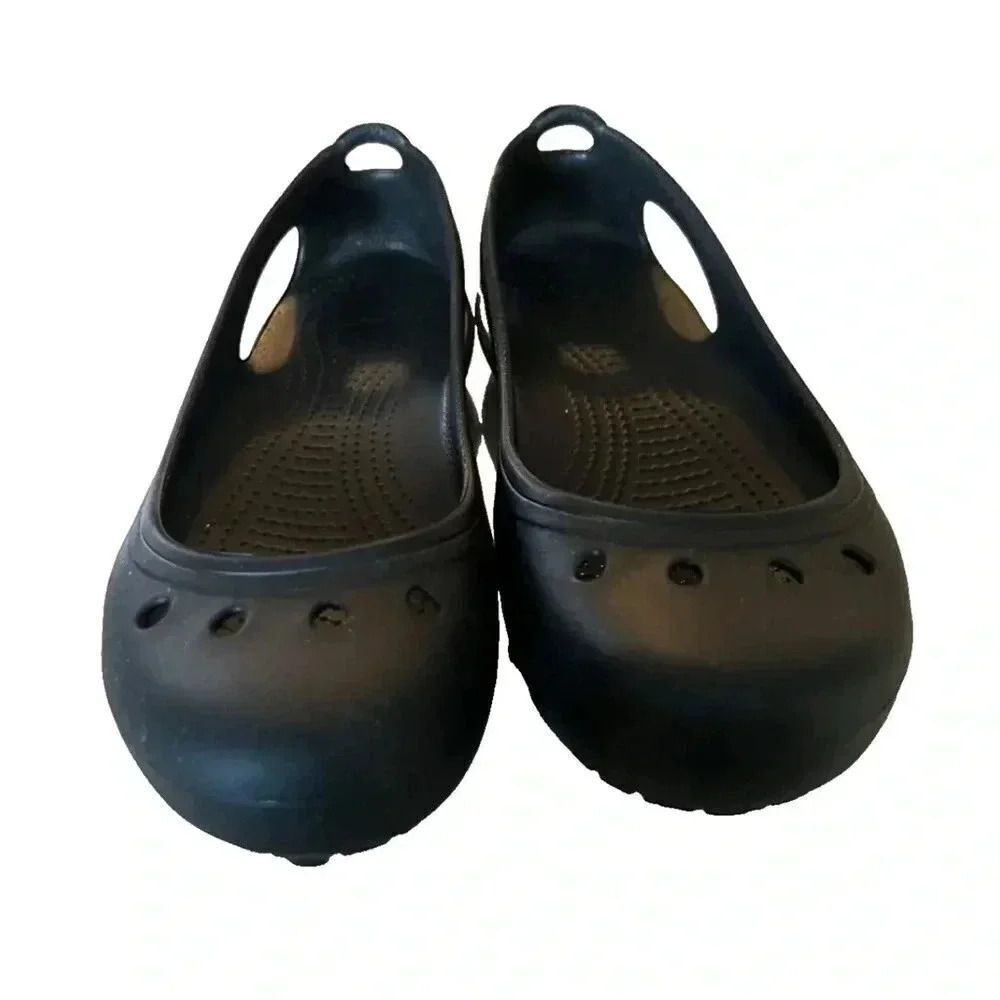 Crocs Womens‎ Black Rubber Comfort Casual Ballet Flats Slip On Size 9